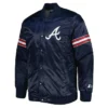 Atlanta Braves Navy Pick & Roll Varsity Satin Jacket product image