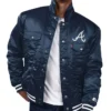 Atlanta Braves Navy Silver Tab Trucker Satin Jacket product image