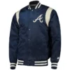 Atlanta Braves Navy and White Full-Snap Satin Jacket product image