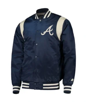 Atlanta Braves Navy and White Full-Snap Satin Jacket product image
