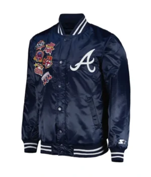 Atlanta Braves Patch Navy Satin Jacket product image