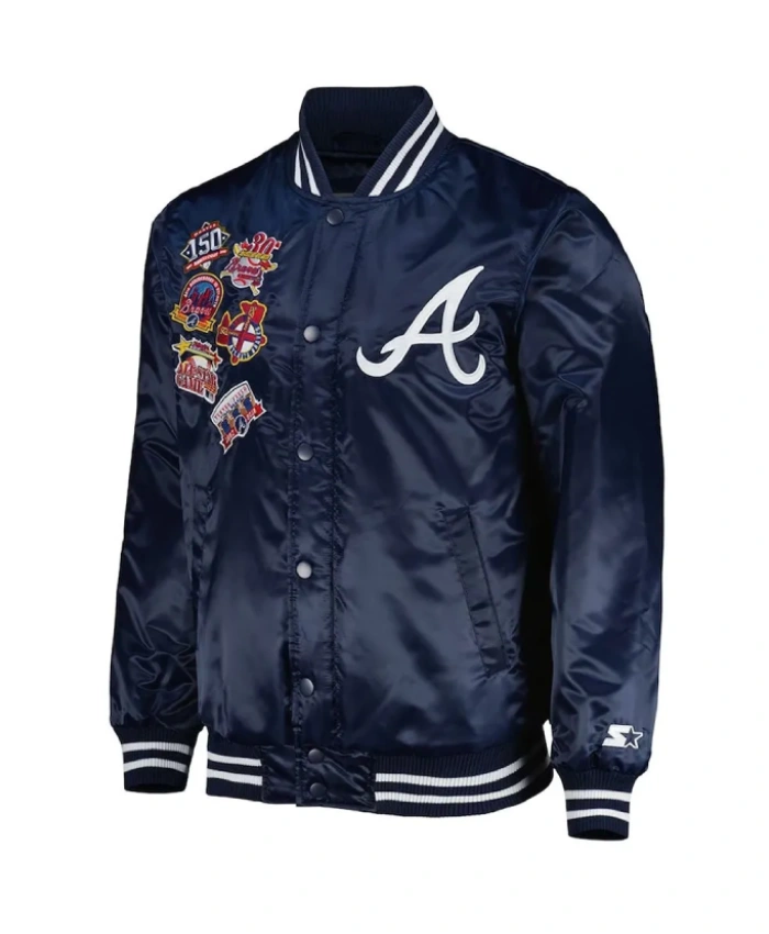 Atlanta Braves Patch Navy Satin Jacket Atlanta Braves Patch Navy Satin Jacket product image