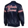 Atlanta Braves Navy Pick & Roll Varsity Satin Jacket Atlanta Braves Navy Pick & Roll Varsity Satin Jacket product image