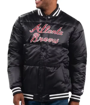 Atlanta Braves Puffer Black Satin Jacket product image