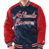 Atlanta Braves Renegade Navy/Red Varsity Satin Jacket product image