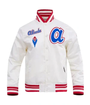 Atlanta Braves Retro Classic Rib White Satin Jacket product image