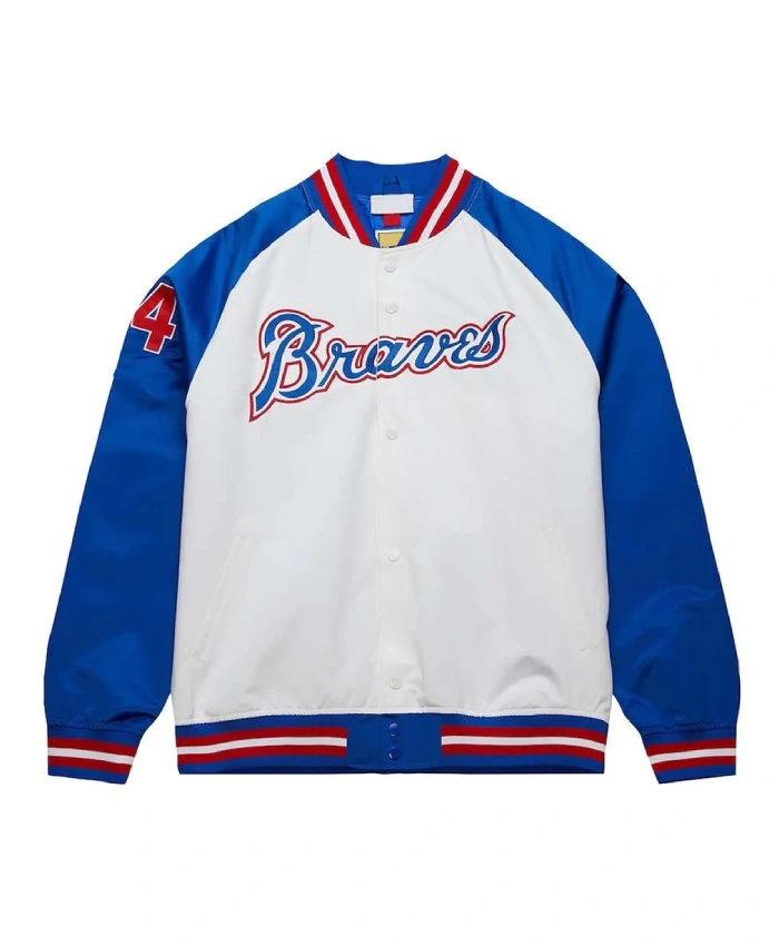 Atlanta Braves Royal and White Lightweight Satin Jacket Atlanta Braves Royal and White Lightweight Satin Jacket product image