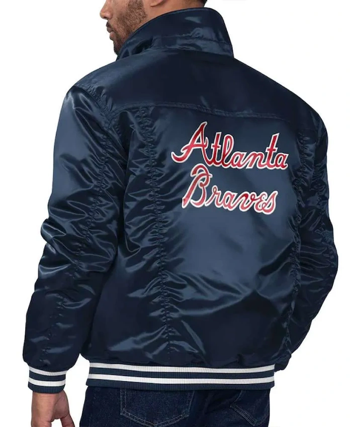 Atlanta Braves Navy Silver Tab Trucker Satin Jacket Atlanta Braves Navy Silver Tab Trucker Satin Jacket product image