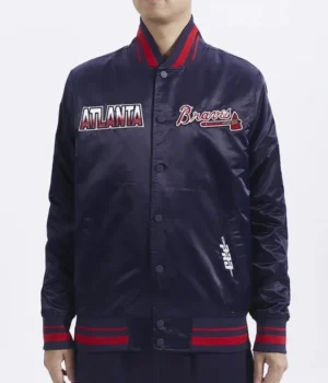 Atlanta Braves Turn It Up M Classic Rib Navy Satin Jacket product image