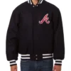 Atlanta Braves Varsity Navy Wool Jacket product image
