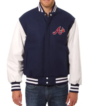 Navy/White Atlanta Braves Full-Snap Varsity Jacket product image