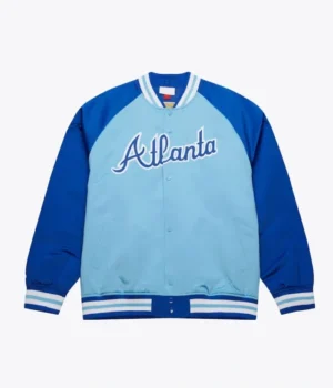 Atlanta Braves Vintage Logo Double Clutch Blue Satin Jacket product image