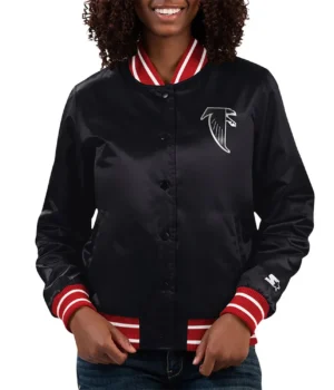 Atlanta Falcons Black Full Count Varsity Satin Jacket product image