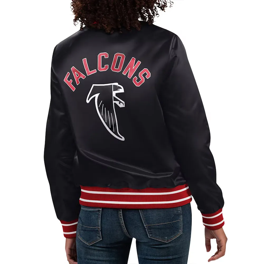 Atlanta Falcons Black Full Count Varsity Satin Jacket Atlanta Falcons Black Full Count Varsity Satin Jacket product image