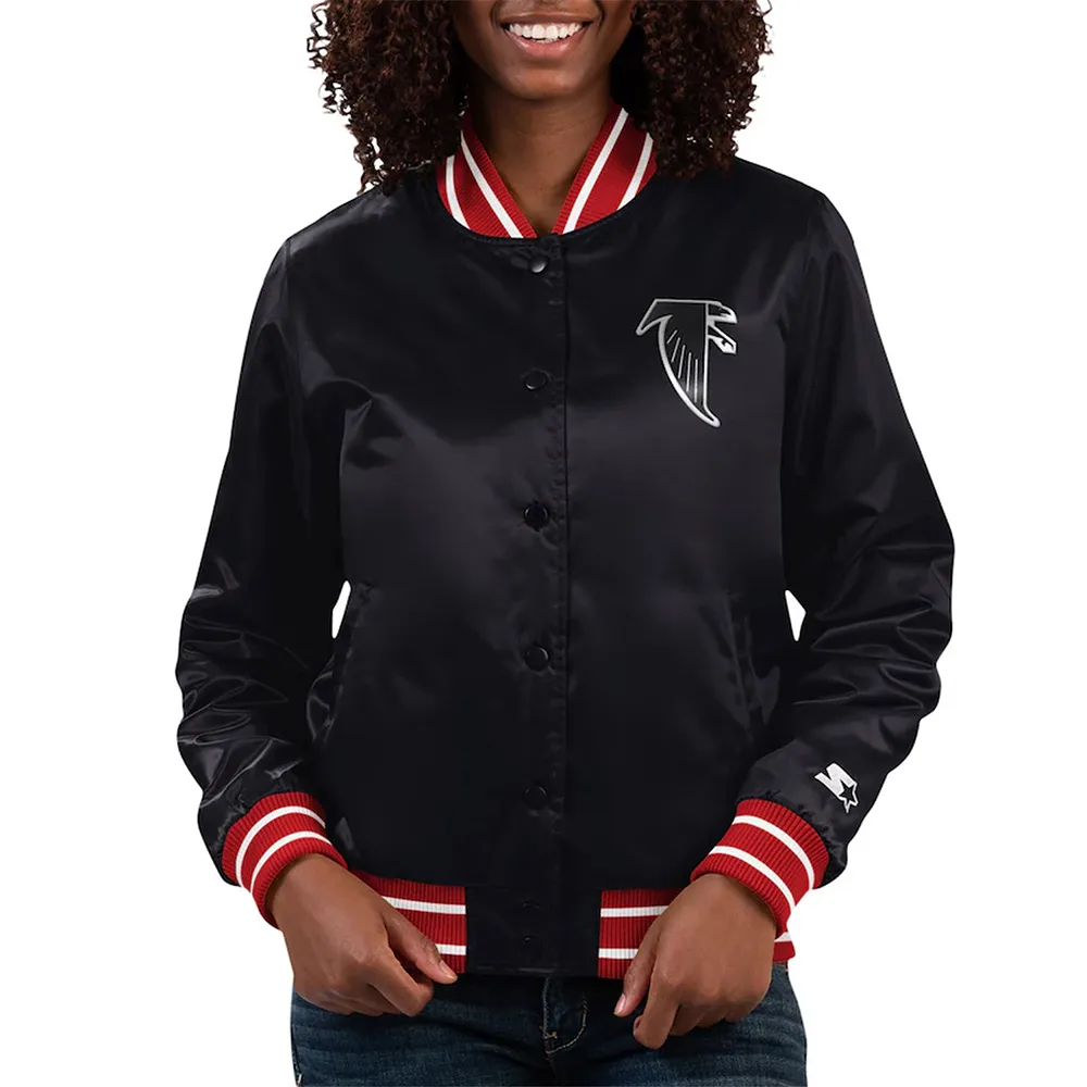 Atlanta Falcons Black Full Count Varsity Satin Jacket Atlanta Falcons Black Full Count Varsity Satin Jacket product image
