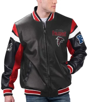 Atlanta Falcons Black Varsity Full-Zip Leather Jacket product image