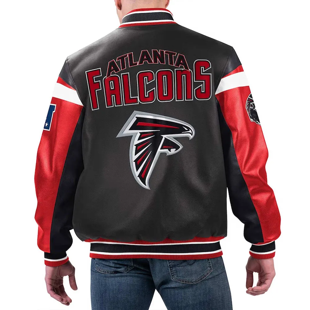 Atlanta Falcons Black Varsity Full-Zip Leather Jacket Atlanta Falcons Black Varsity Full-Zip Leather Jacket product image