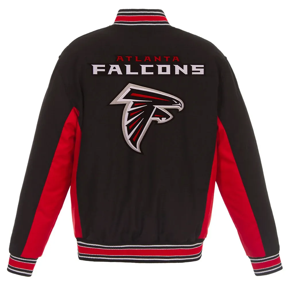 Atlanta Falcons Black and Red Varsity Wool Jacket Atlanta Falcons Black and Red Varsity Wool Jacket product image