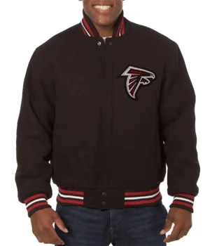 Atlanta Falcons Embroidered Varsity Black Wool Jacket product image