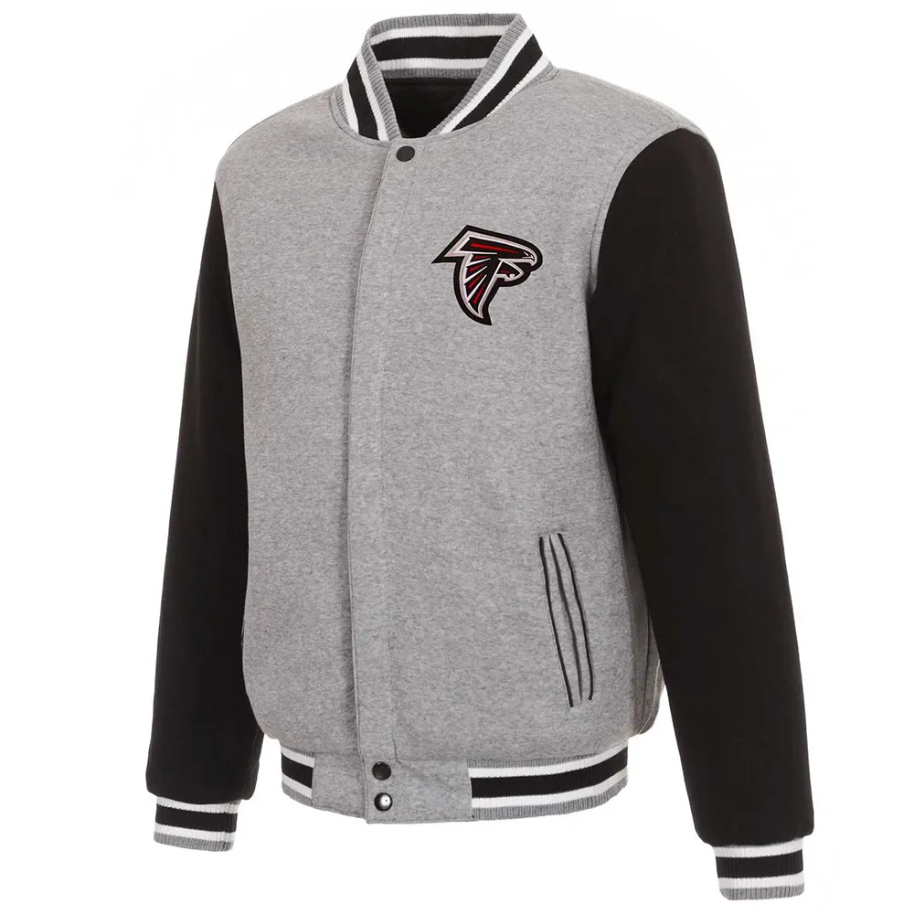 Atlanta Falcons Gray and Black Varsity Wool Jacket Atlanta Falcons Gray and Black Varsity Wool Jacket product image
