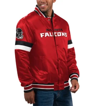 Atlanta Falcons Locker Room Red Varsity Satin Jacket product image