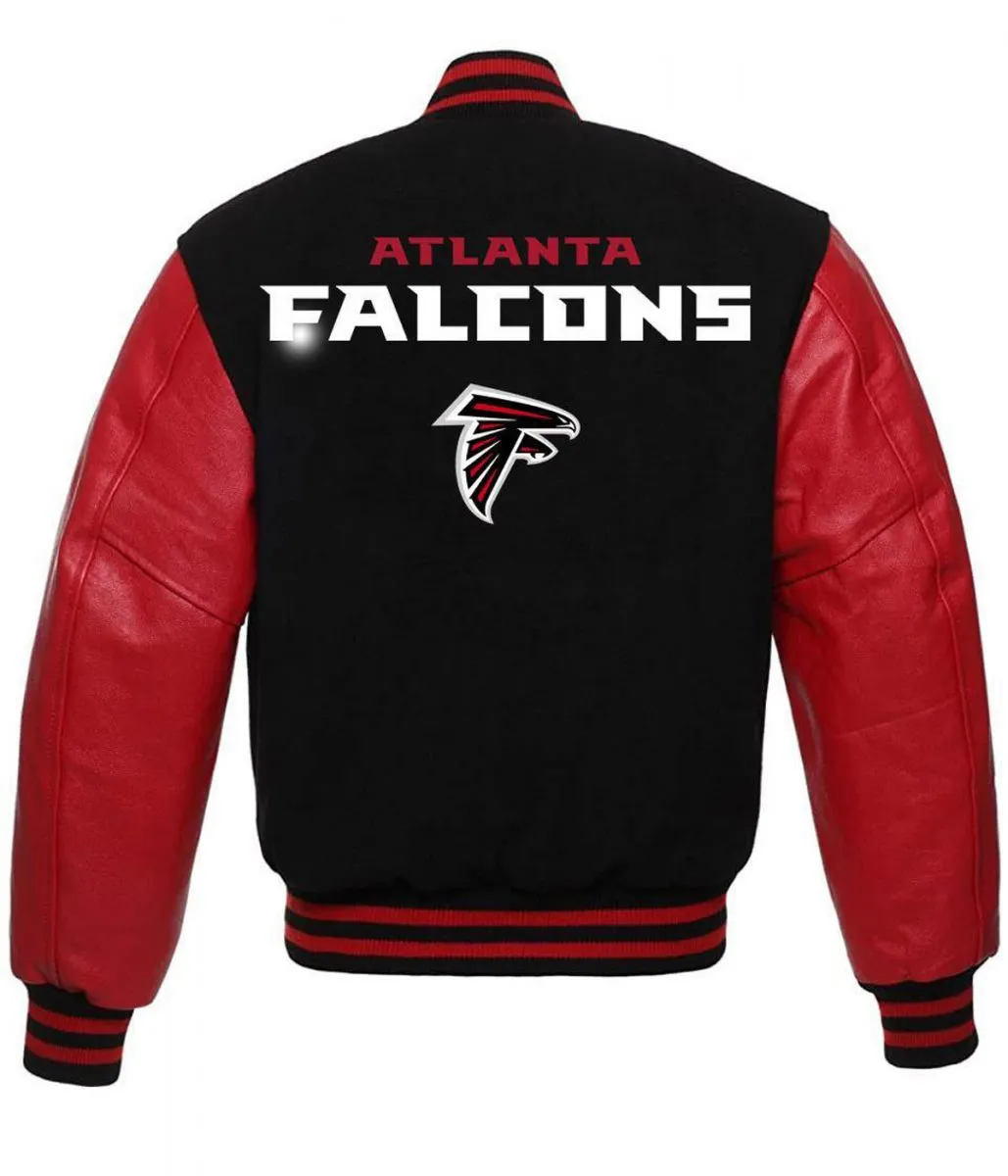 Atlanta Falcons Red and Black Letterman Jacket Atlanta Falcons Red and Black Letterman Jacket product image