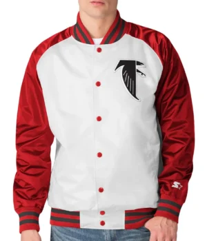 Atlanta Falcons Throwback Varsity Red and Satin Jacket product image