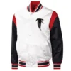 Atlanta Falcons Throwback Warm Up Pitch Varsity White Satin Jacket product image