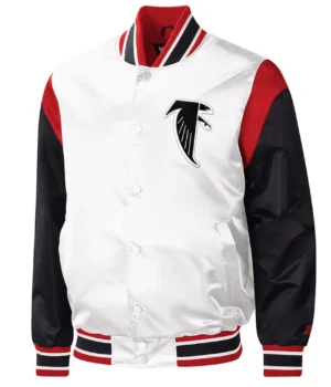 Atlanta Falcons Throwback Warm Up Pitch Varsity White Satin Jacket product image