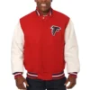 Atlanta Falcons Varsity Red and White Wool-Leather Jacket product image