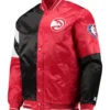 Atlanta Hawks 75th Anniversary Full-Snap Black and Red Satin Jacket product image