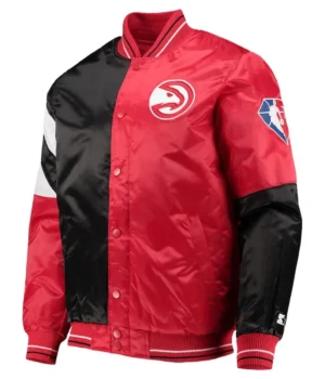 Atlanta Hawks 75th Anniversary Full-Snap Black and Red Satin Jacket product image