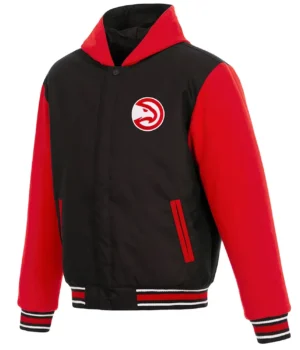 Atlanta Hawks Black and Red Varsity Hooded Jacket product image