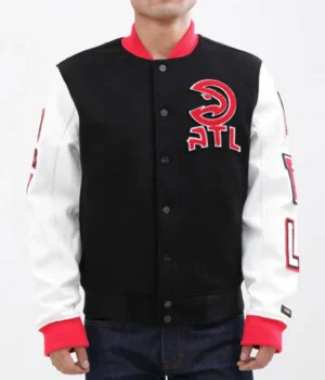 Atlanta Hawks Black and White Letterman Jacket product image
