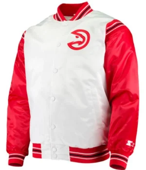 Atlanta Hawks Bomber Red and White Satin Jacket product image