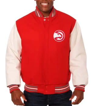 Atlanta Hawks Red and White Varsity Jacket product image