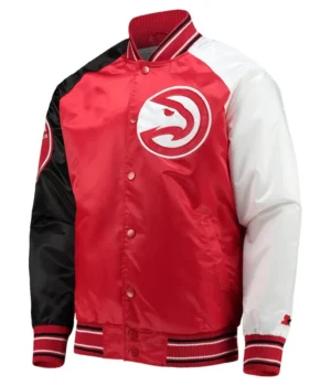 Atlanta Hawks Reliever Raglan Full-Snap Red/Black Jacket product image