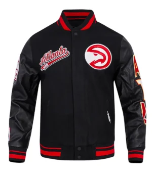 Atlanta Hawks Script Tail Classic Rib Varsity Jacket product image