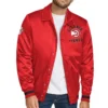Atlanta Hawks Stitch Applique Red Satin Jacket product image