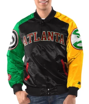 Atlanta Hawks Ty Mopkins Black/Red Varsity Satin Jacket product image