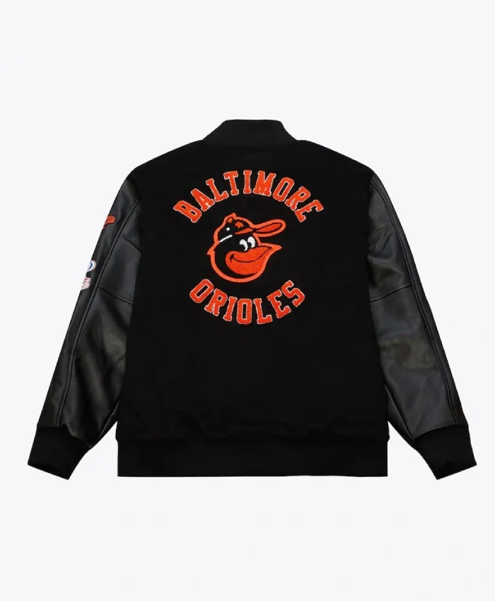 Baltimore Orioles Black Out Vintage Logo Varsity Jacket Baltimore Orioles Black Out Vintage Logo Varsity Jacket product image