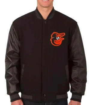 Baltimore Orioles Black Varsity Wool/Leather Jacket product image