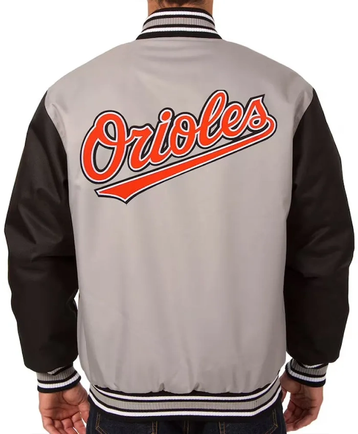 Baltimore Orioles Varsity Black and Gray Poly Twill Jacket Baltimore Orioles Varsity Black and Gray Poly Twill Jacket product image