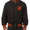 Baltimore Orioles Embroidered Black Wool Varsity Jacket product image