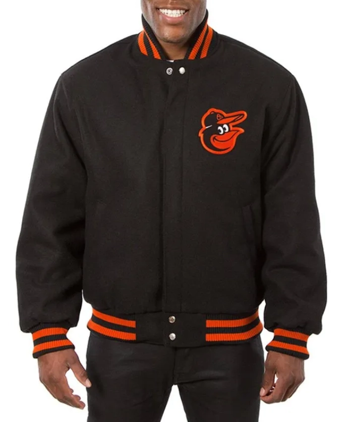 Baltimore Orioles Embroidered Black Wool Varsity Jacket Baltimore Orioles Embroidered Black Wool Varsity Jacket product image