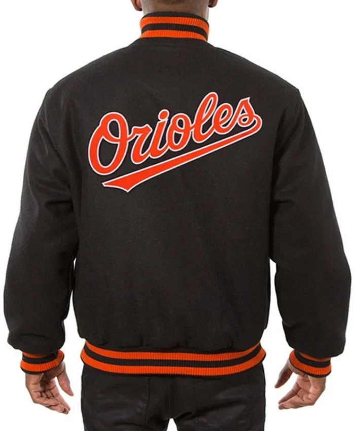 Baltimore Orioles Embroidered Black Wool Varsity Jacket Baltimore Orioles Embroidered Black Wool Varsity Jacket product image