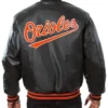 Baltimore Orioles Black Leather Varsity Jacket product image