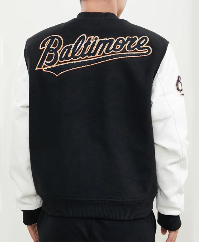 Baltimore Orioles Letterman Black and White Jacket Baltimore Orioles Letterman Black and White Jacket product image