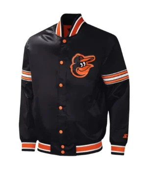 Baltimore Orioles Midfield Varsity Black Satin Jacket product image