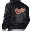 Baltimore Orioles Black Silver Tab Trucker Satin Jacket Baltimore Orioles Black Silver Tab Trucker Satin Jacket product image